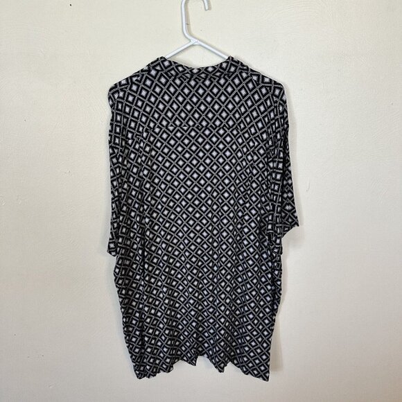 Shaquille O'Neil Mens Black & White Geometric Short Sleeve Collared Shirt Top 3X - Picture 8 of 10